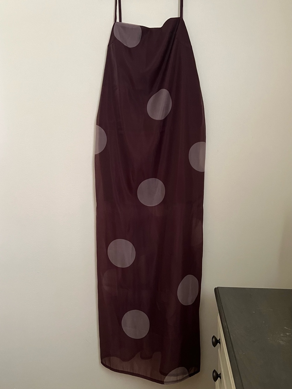 Polka Dot Sheer Maxi Skirt in Brown